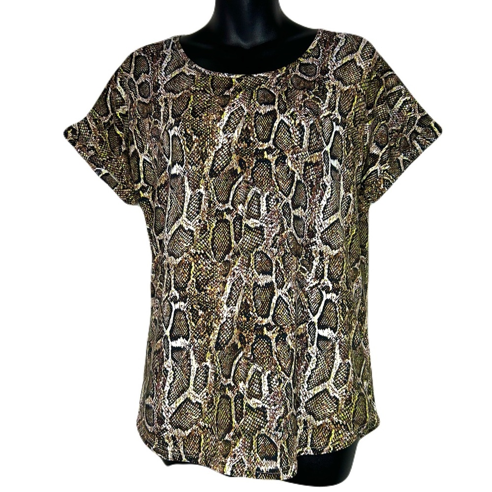 Ashley Blue Snake Print Short Sleeve Top
